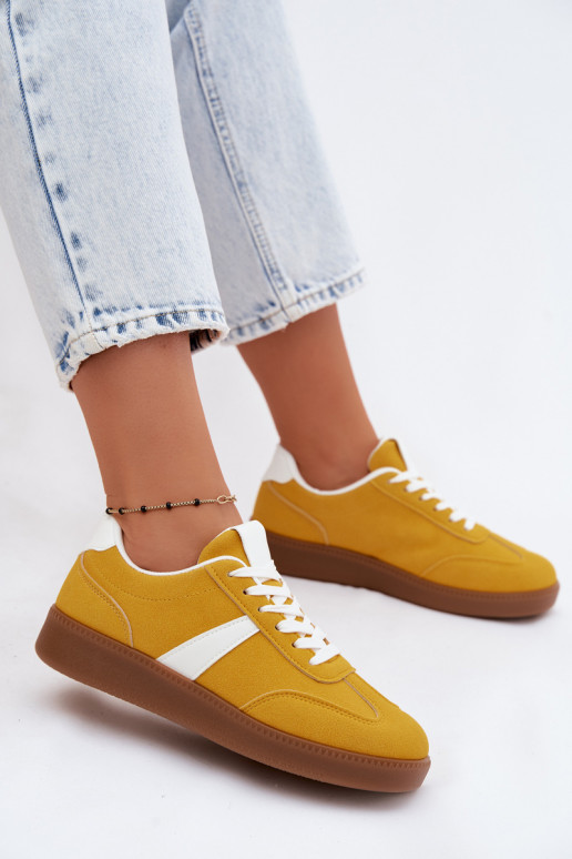Sneakers with faux suede imitation yellow Calira