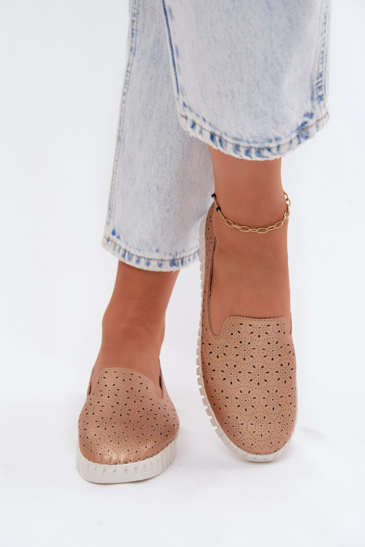 Slip-on shoes with perforated elements champagne Salty