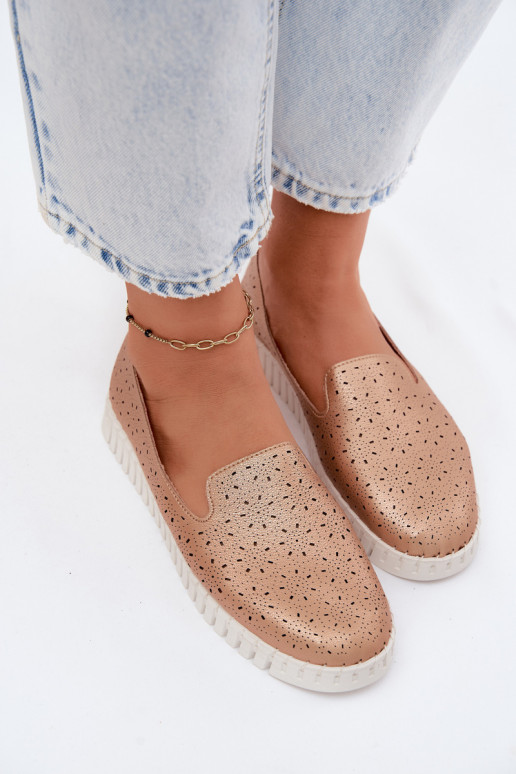 Slip-on shoes with perforated elements champagne Salty