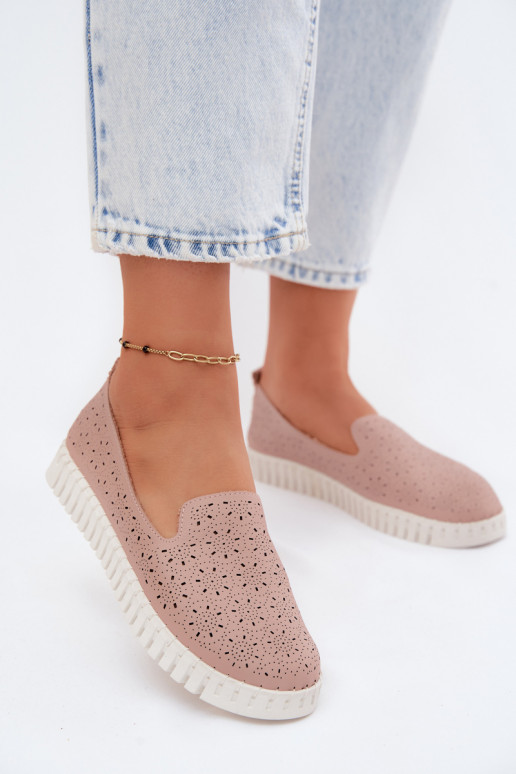 Women's Openwork Slip-On Shoes Dusty Pink Salty