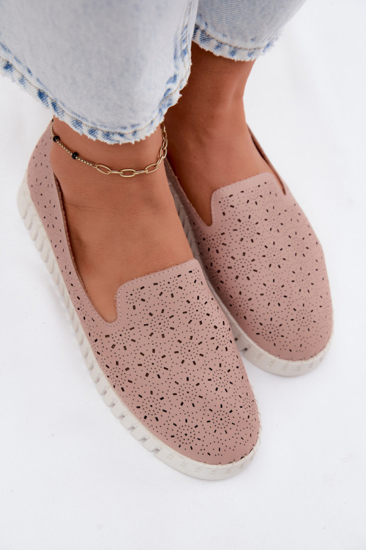 Różowe ażurowe buty wsuwane Salty