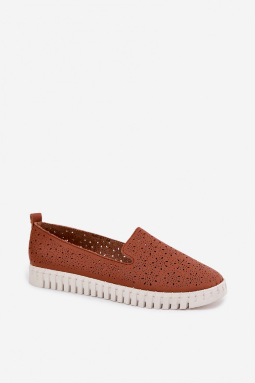 Brown perforated slip-on shoes Salty