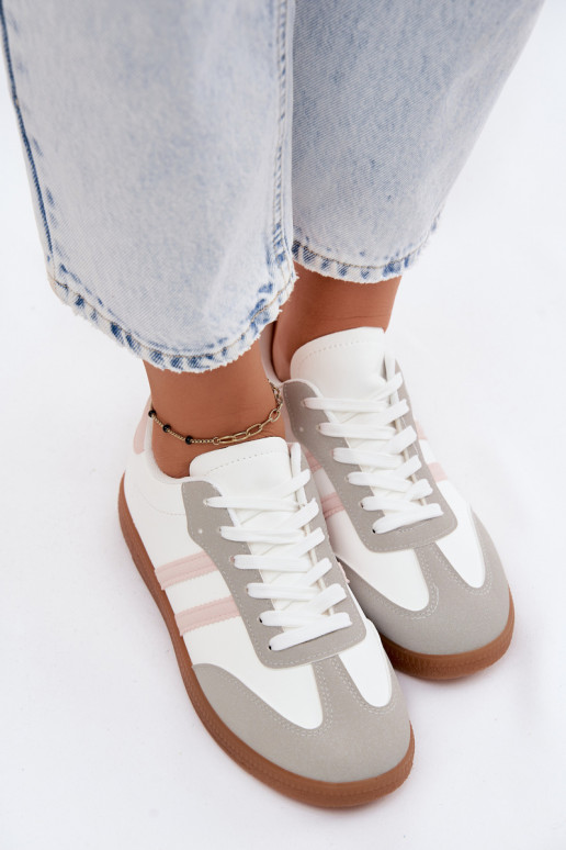 Sneakersy Damskie Biało-Różowe Seabell