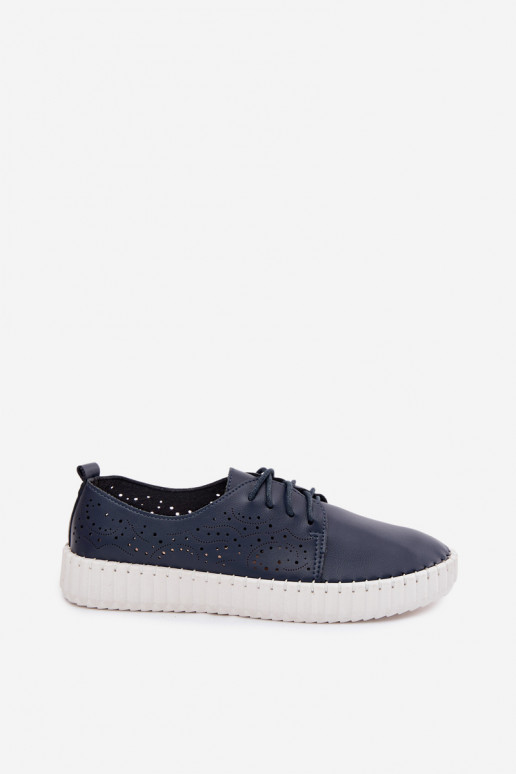 Women's Openwork Sneakers with Laces Dark Blue Pearla