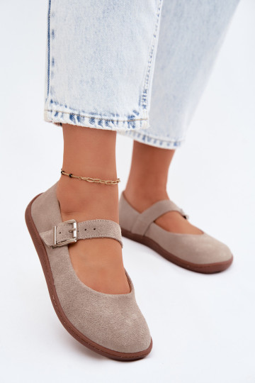 Baleriny BarefootwithNaturalnego Zamszu Zazoo 316 Cappuccino