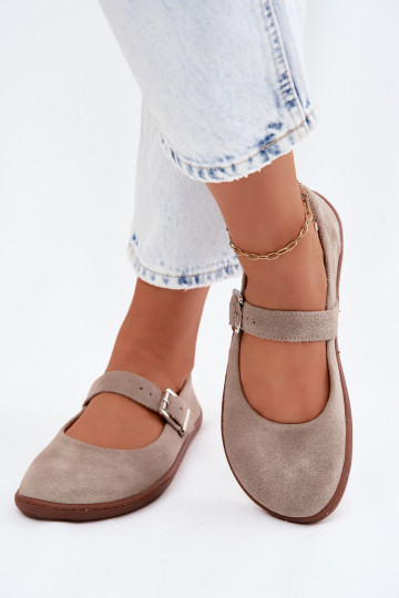 Kapučino spalvos zomšinės balerinos Zazoo 316 2