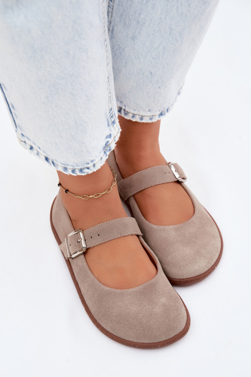Cappuccino suede ballerinas Zazoo 316