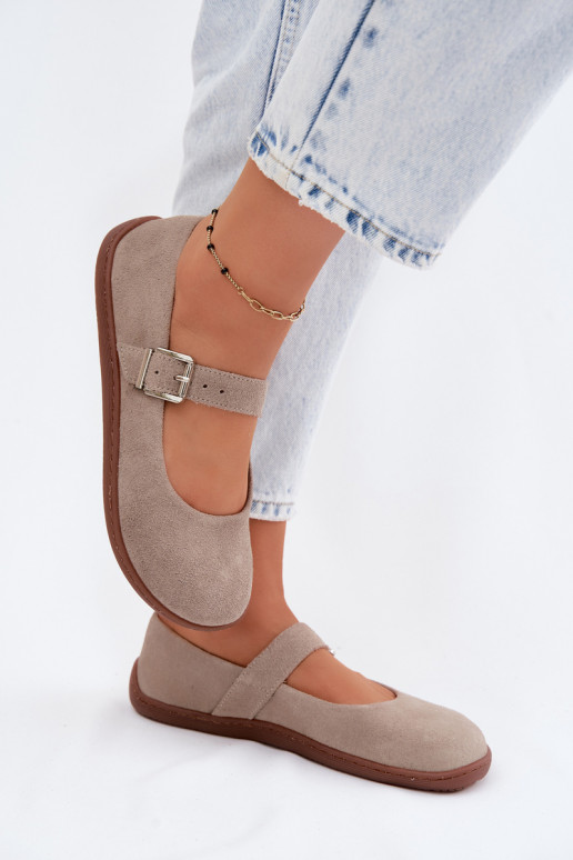 Cappuccino suede ballerinas Zazoo 316