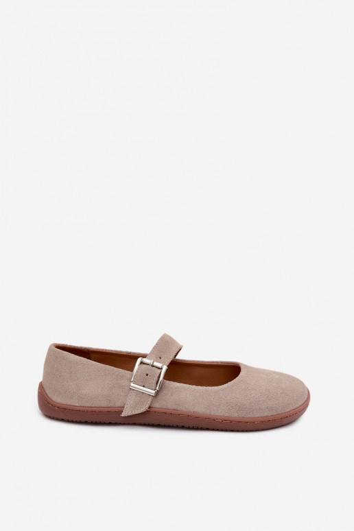 Baleriny BarefootwithNaturalnego Zamszu Zazoo 316 Cappuccino