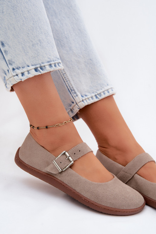 Baleriny BarefootwithNaturalnego Zamszu Zazoo 316 Cappuccino