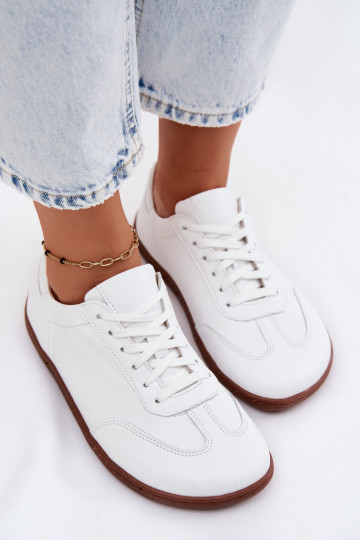Skórzane Trampki Damskie Barefoot Zazoo N1243 Białe