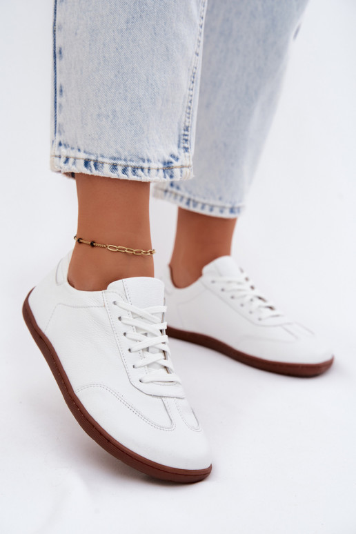 Leather Women's Sneakers Barefoot Zazoo N1243 White