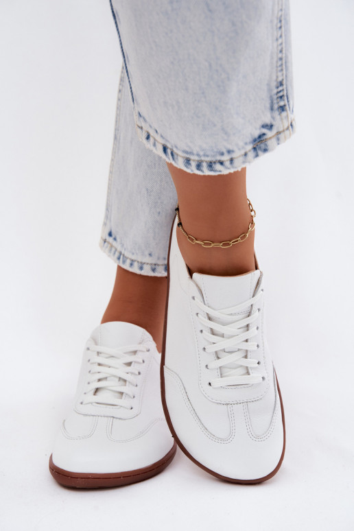 Leather Women's Sneakers Barefoot Zazoo N1243 White