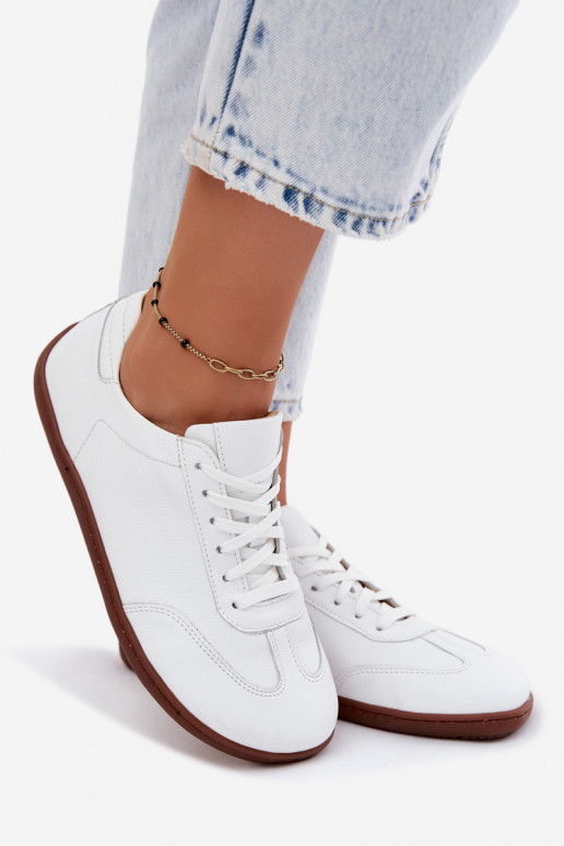 Leather Women's Sneakers Barefoot Zazoo N1243 White