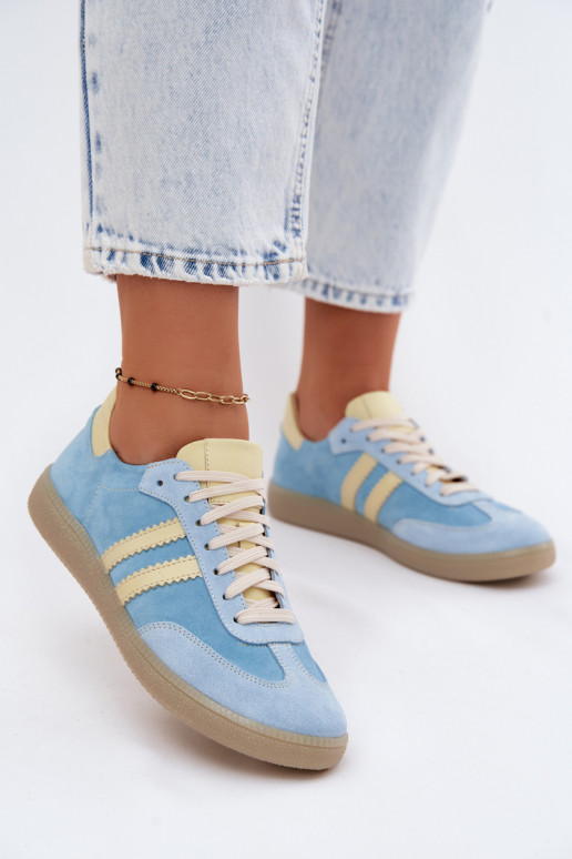 Zazoo N1068 Zamszowe Niskie Sneakersy Damskie Błękitne