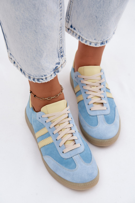 Zazoo N1068 Zamszowe Niskie Sneakersy Damskie Błękitne