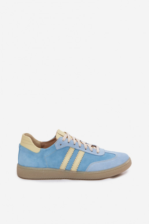 Light blue suede sneakers Zazoo N1068