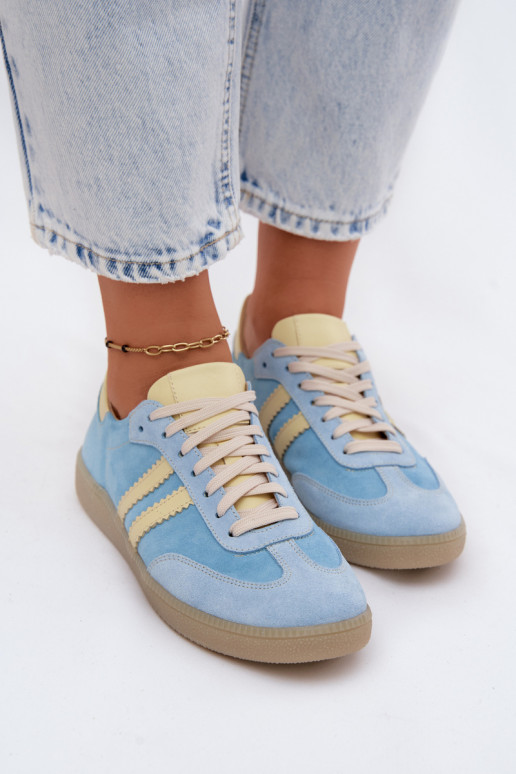 Light blue suede sneakers Zazoo N1068