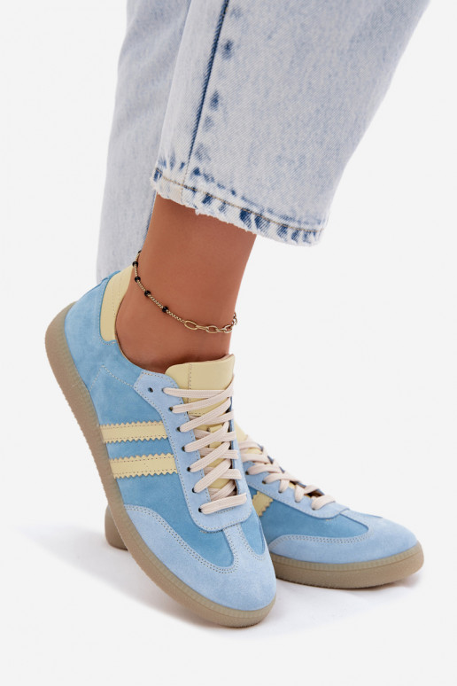 Zazoo N1068 Zamszowe Niskie Sneakersy Damskie Błękitne