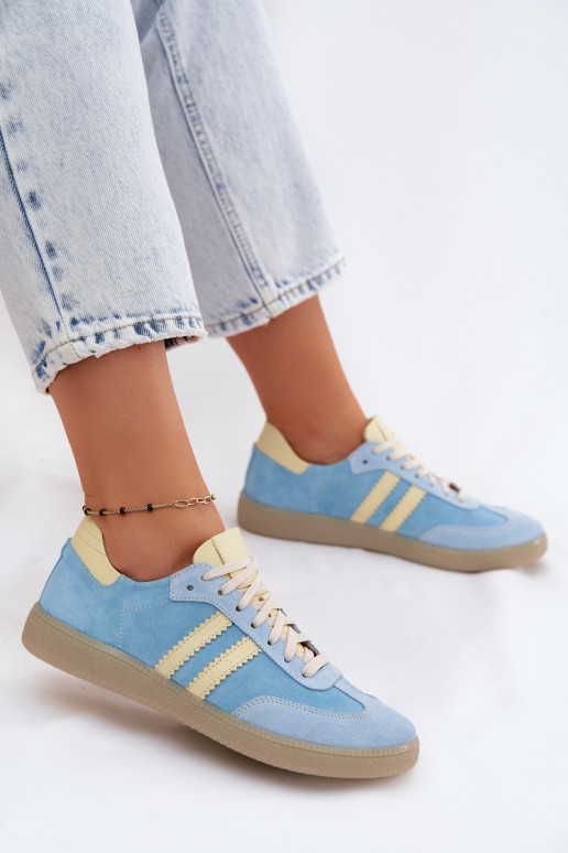 Zazoo N1068 Zamszowe Niskie Sneakersy Damskie Błękitne