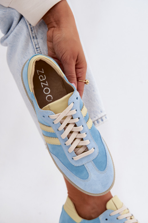 Light blue suede sneakers Zazoo N1068