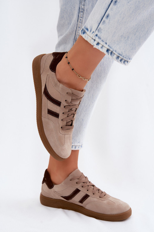 Beżowe zamszowe sneakersy Zazoo N1176S2