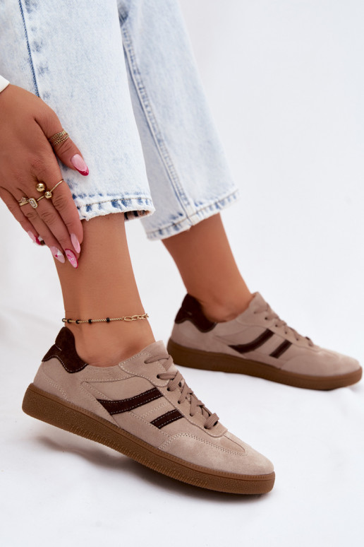 Beżowe zamszowe sneakersy Zazoo N1176S2