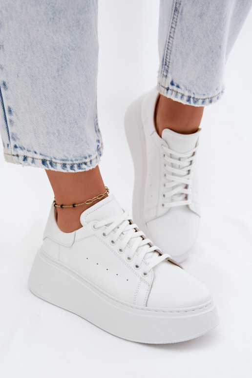Women's Leather Sneakers Platform Zazoo N408S2 White