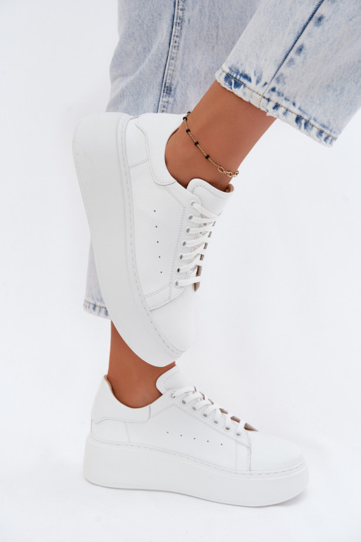 Women's Leather Sneakers Platform Zazoo N408S2 White