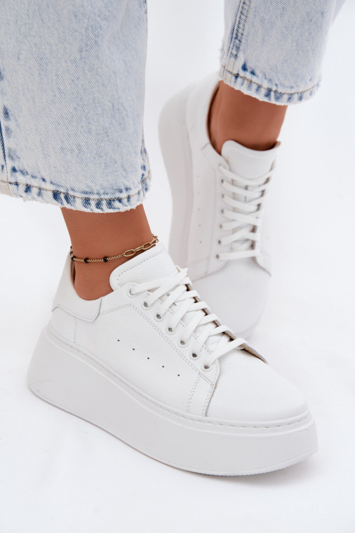 Białe sneakersy na platformie Zazoo N408S2
