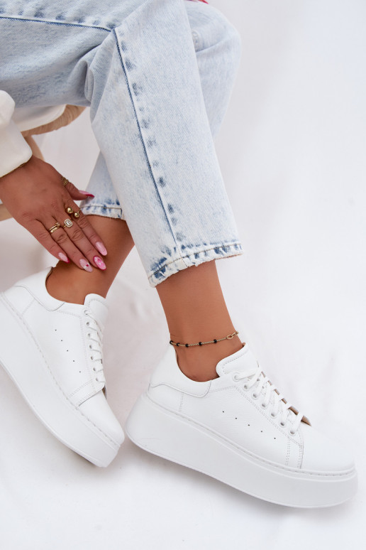 Women's Leather Sneakers Platform Zazoo N408S2 White