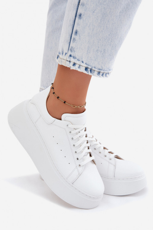 Białe sneakersy na platformie Zazoo N408S2