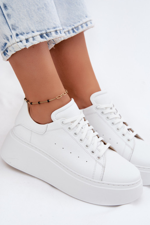 Białe sneakersy na platformie Zazoo N408S2