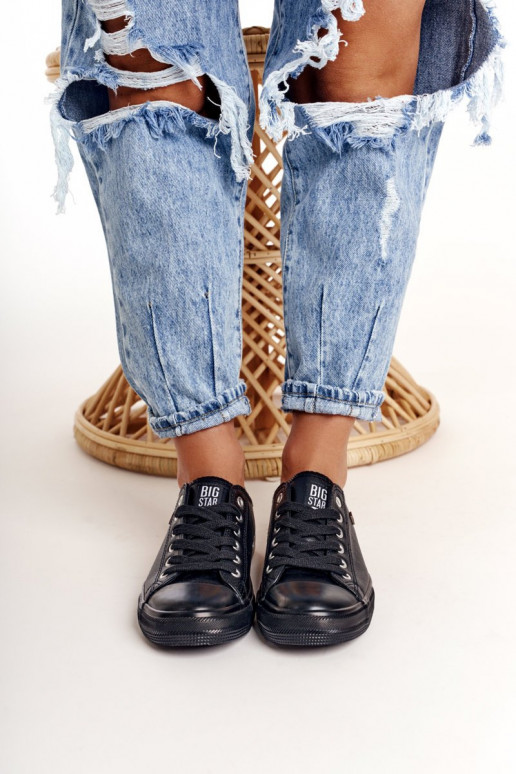 Damskie Skórzane Trampki Big Star Czarne V274871