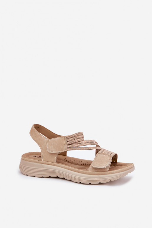 Comfortable women's sand-colored sandals with sticky fastenings Hallriva