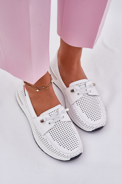 Leather Women's Platform Shoes White Violeth