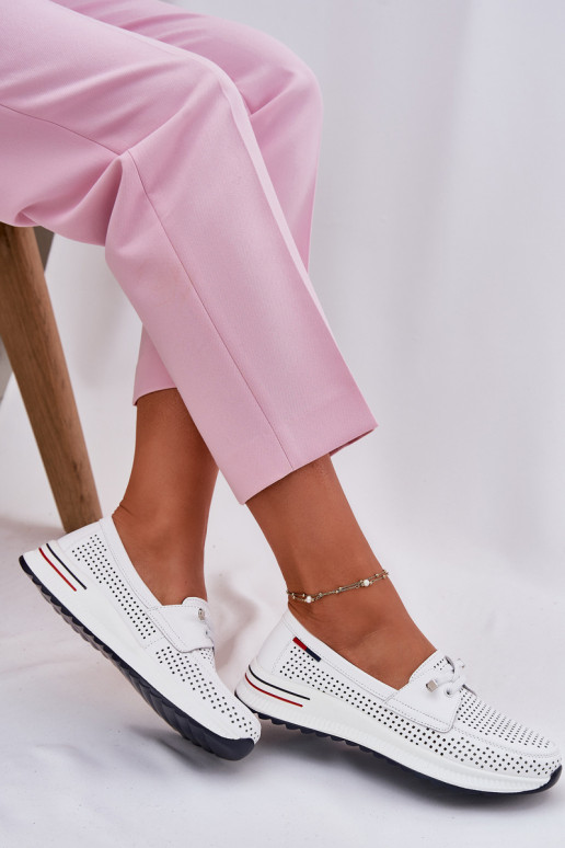 Leather Women's Platform Shoes White Violeth