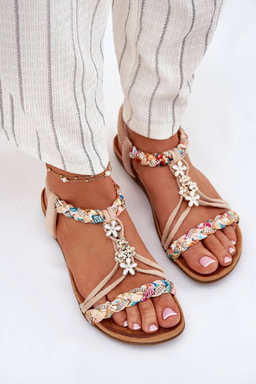 Women's sand-colored sandals with straps Nusoreth