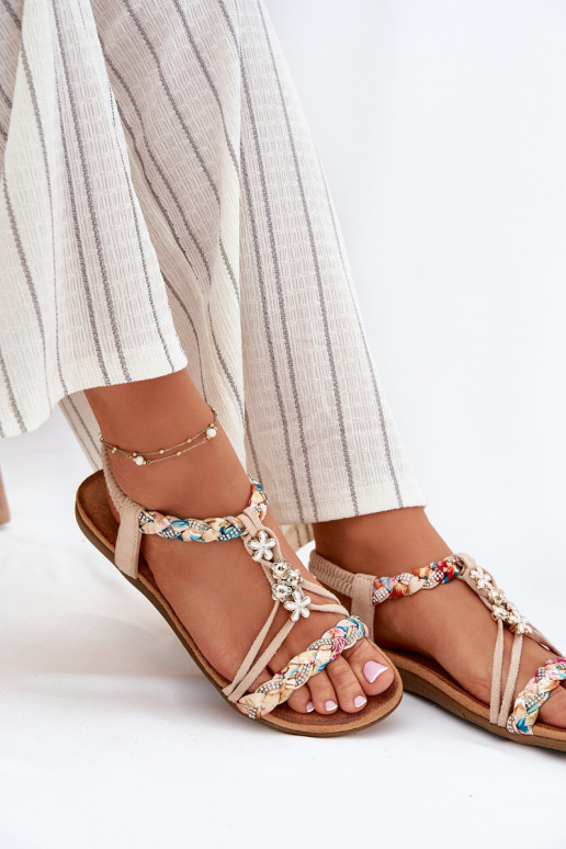 Women's sand-colored sandals with straps Nusoreth