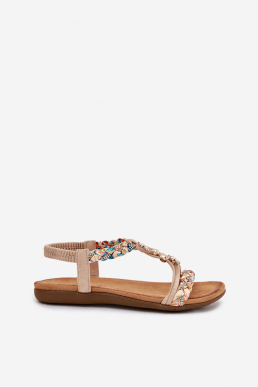 Women's sand-colored sandals with straps Nusoreth