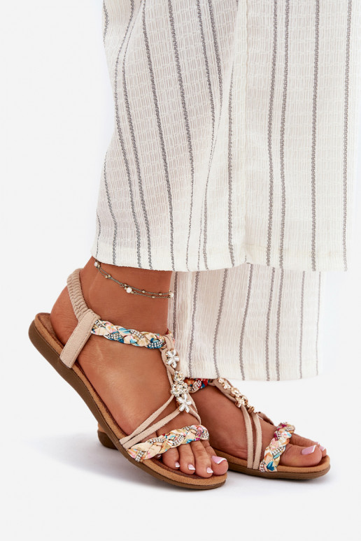 Women's sand-colored sandals with straps Nusoreth