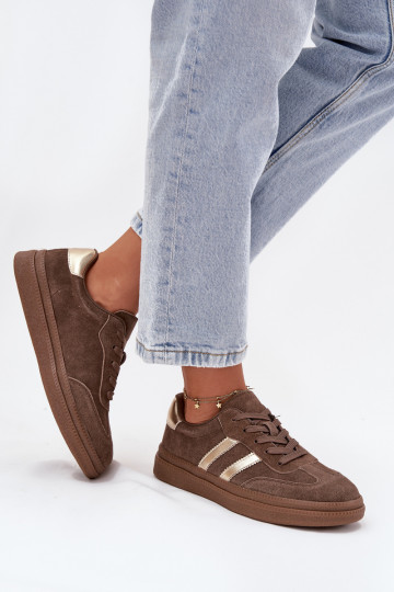 Men's brown suede sneakers with platform Sylviona