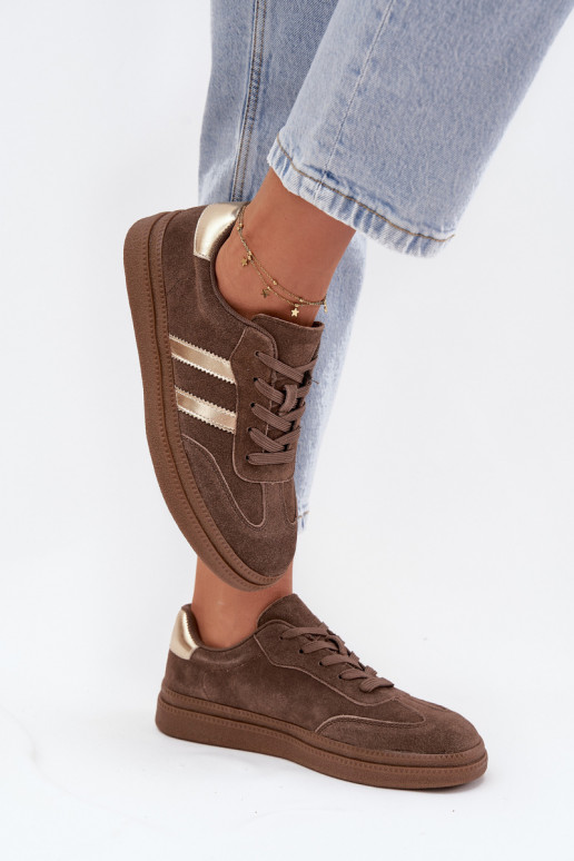 Men's brown suede sneakers with platform Sylviona