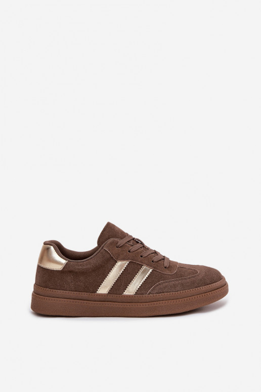 Men's brown suede sneakers with platform Sylviona
