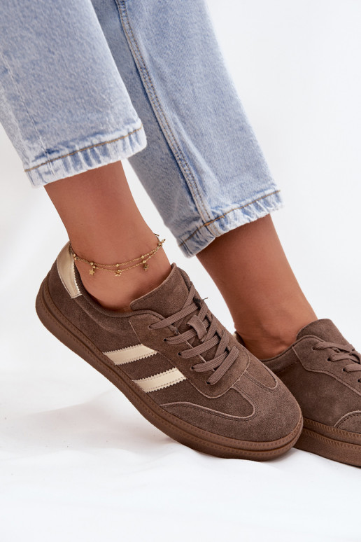 Men's brown suede sneakers with platform Sylviona