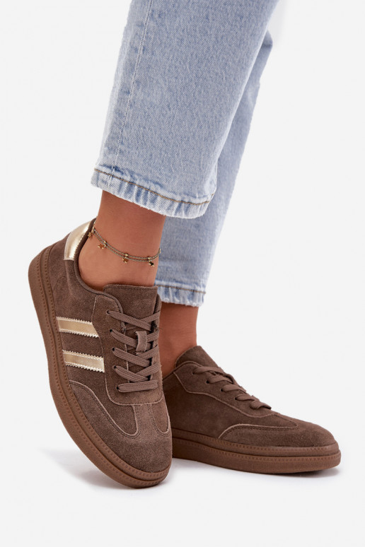 Men's brown suede sneakers with platform Sylviona