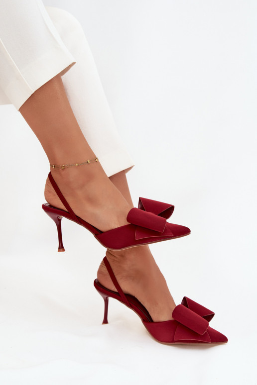 High heels with open heels and bow Bordeaux Eklevia