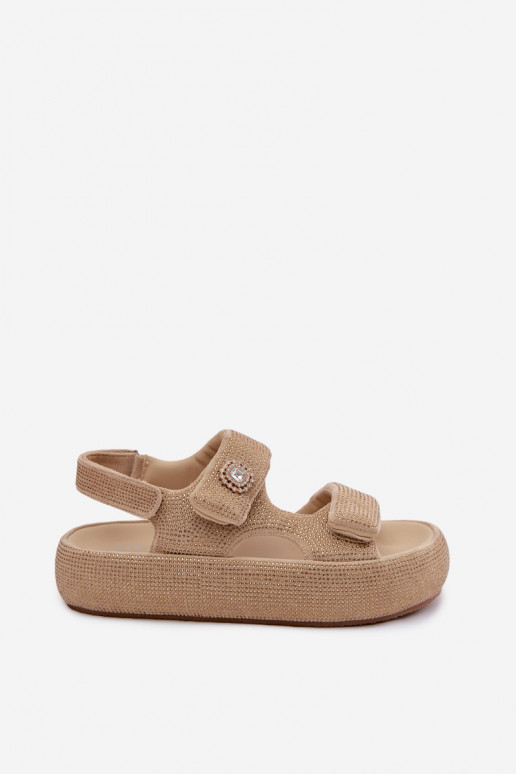 Decorated women's platform sandals GOE TT2N4101 sand
