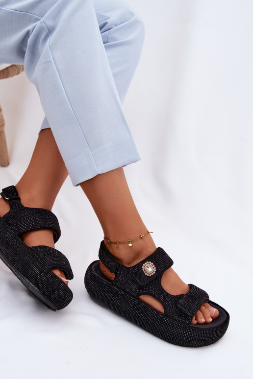 Embellished Women's Platform Sandals GOE TT2N4102 Black