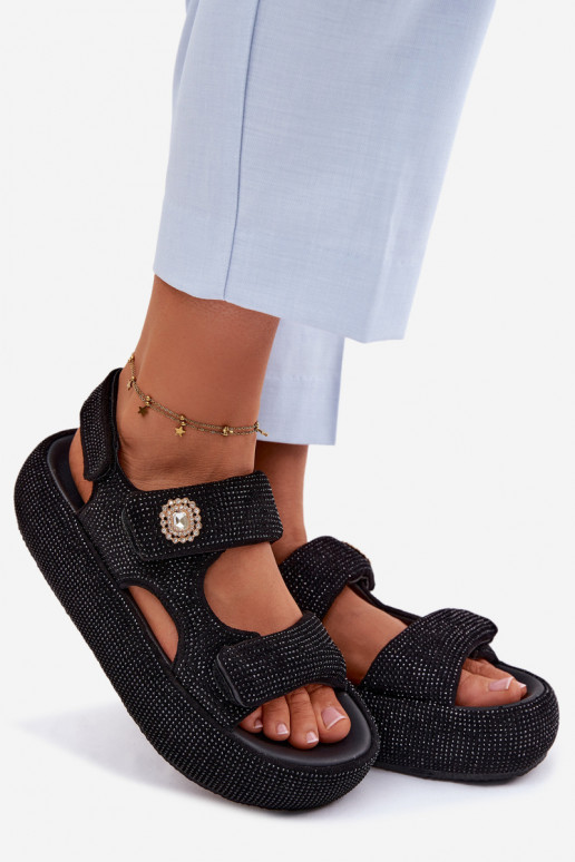 Embellished Women's Platform Sandals GOE TT2N4102 Black
